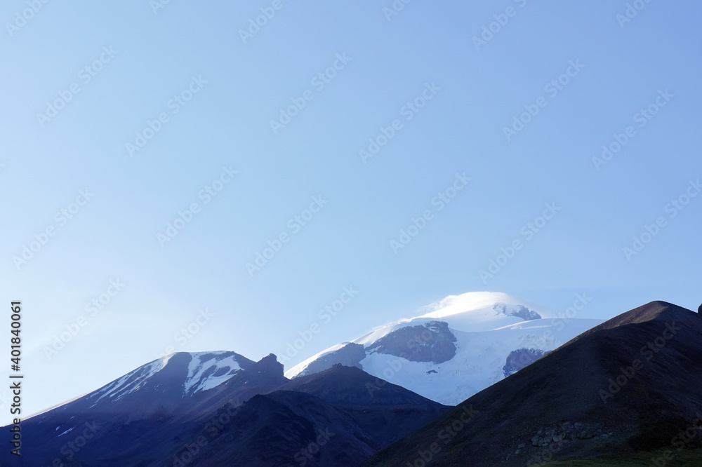mountain landscape with clouds, Elbrus, Caucasus, Russia