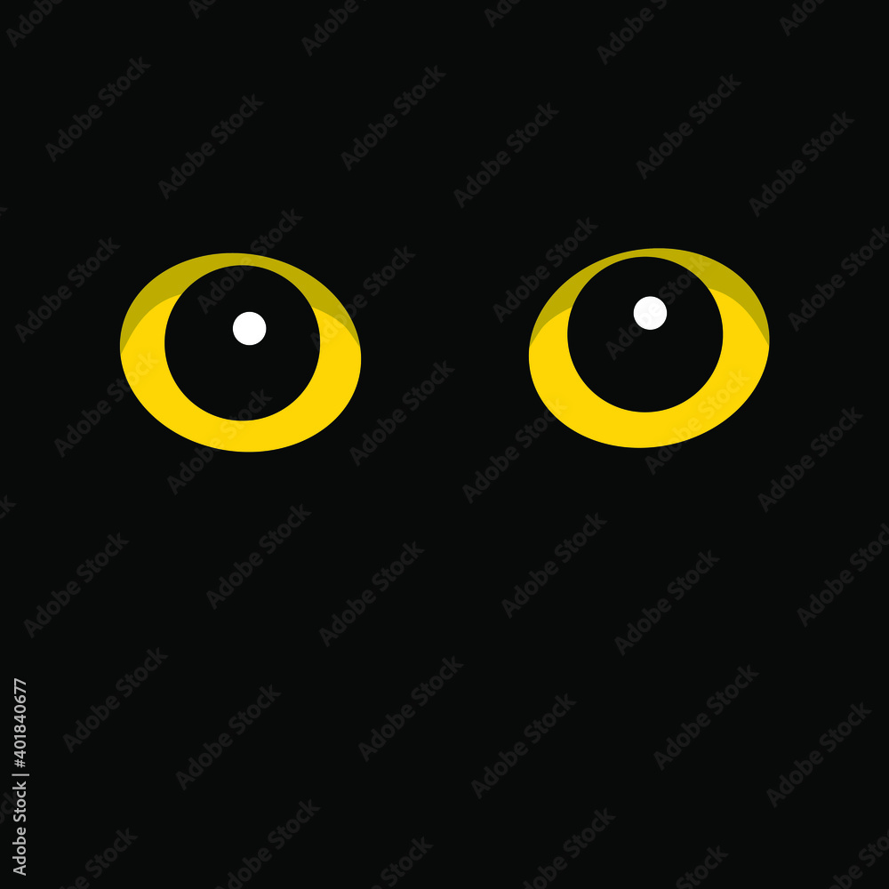 Eyes of animal on the black background. Eyes of yellow cat in the dark. Vector illustration Eyes of animal on the black background. Eyes of yellow cat in the dark. Vector illustration