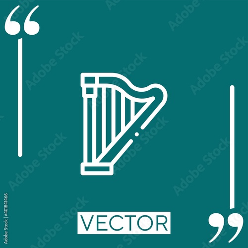 harp vector icon Linear icon. Editable stroked line