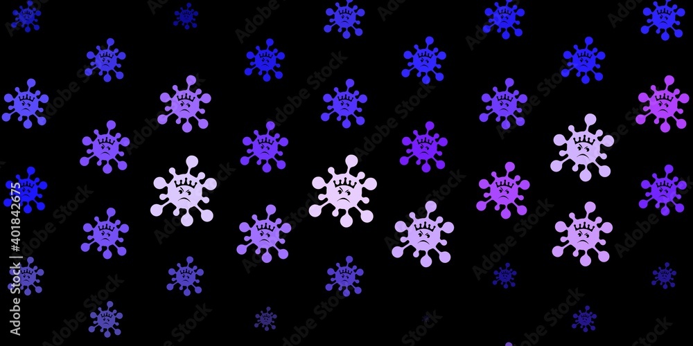 Dark purple vector template with flu signs. Dark purple vector template with flu signs.