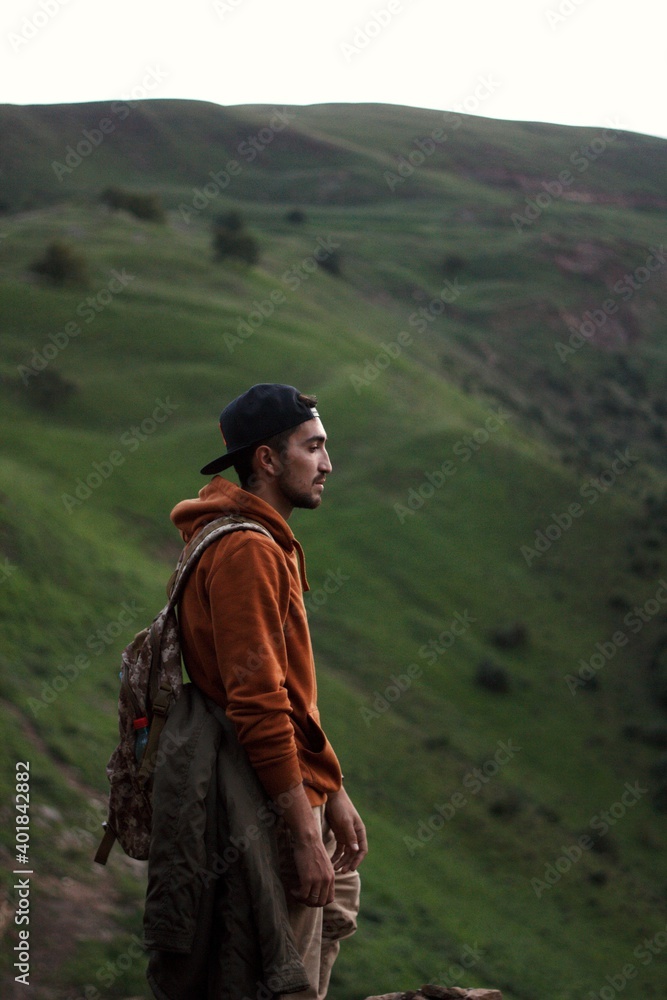 person in the mountains