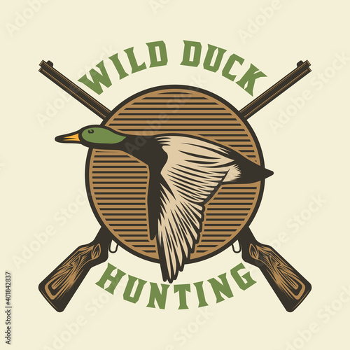 Duck hunting wild emblem badge