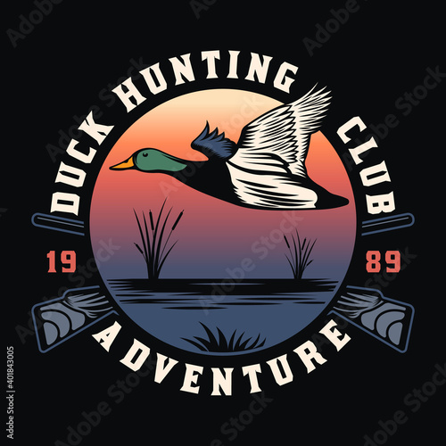 Duck hunting wild emblem badge