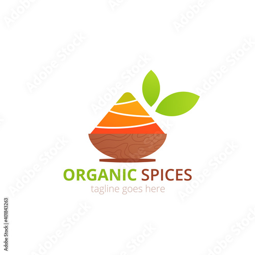 Organic Spices logo concept design. Food vector illustration. Healthy simple logotype