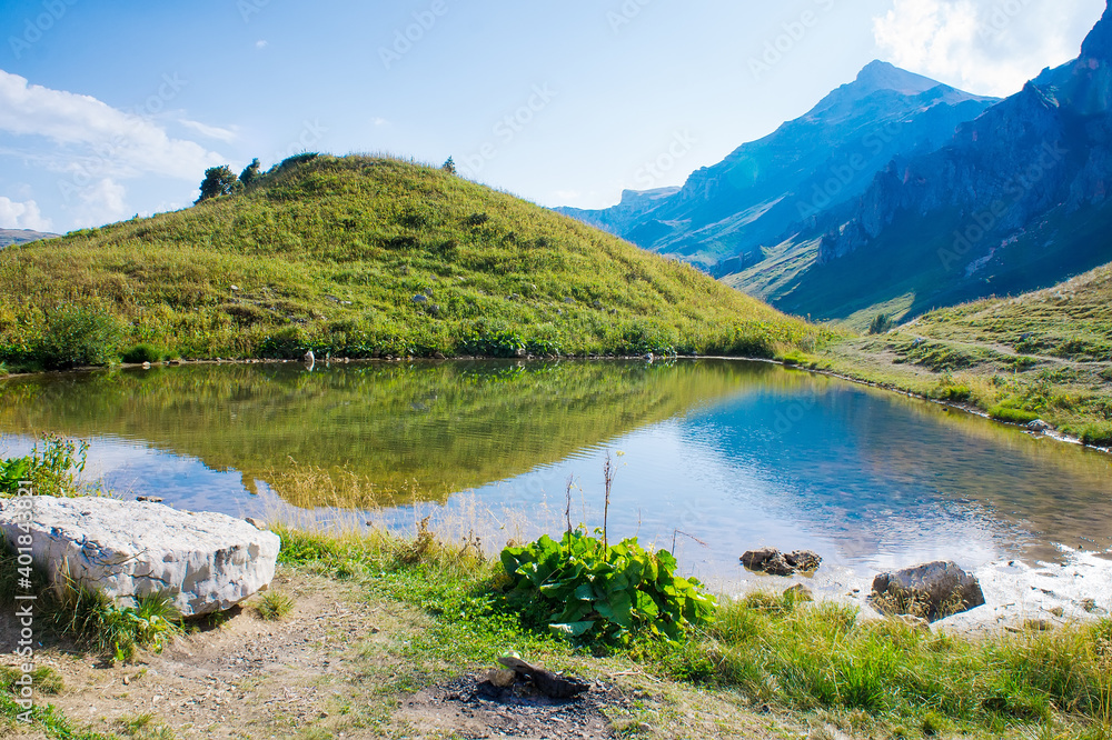lake in the mountains Caucasus, Mount Fisht, Russia lake in the mountains Caucasus, Mount Fisht, Russia