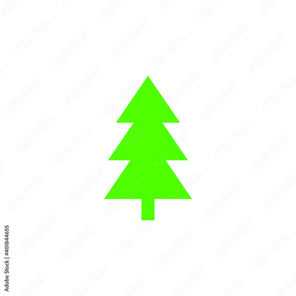 Green Christmas tree icon on white background, vector illustration