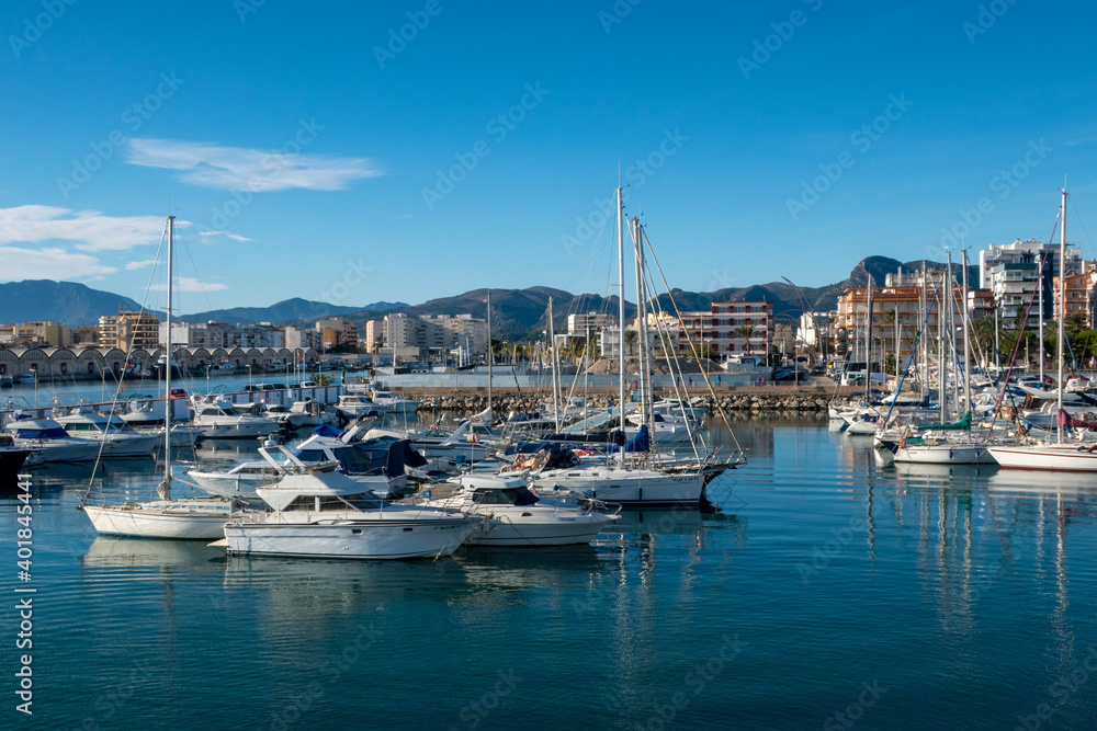 Boats and sailboats in the port of Gandia