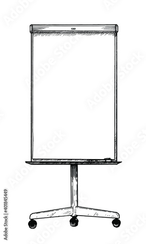 Drawing of blank office whiteboard on the monopod.