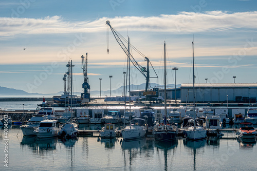 Cranes and port work area