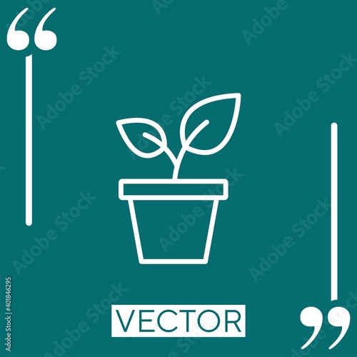 potted plant vector icon Linear icon. Editable stroked line