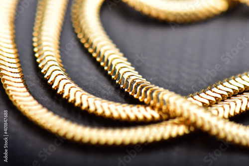 close up of golden chain