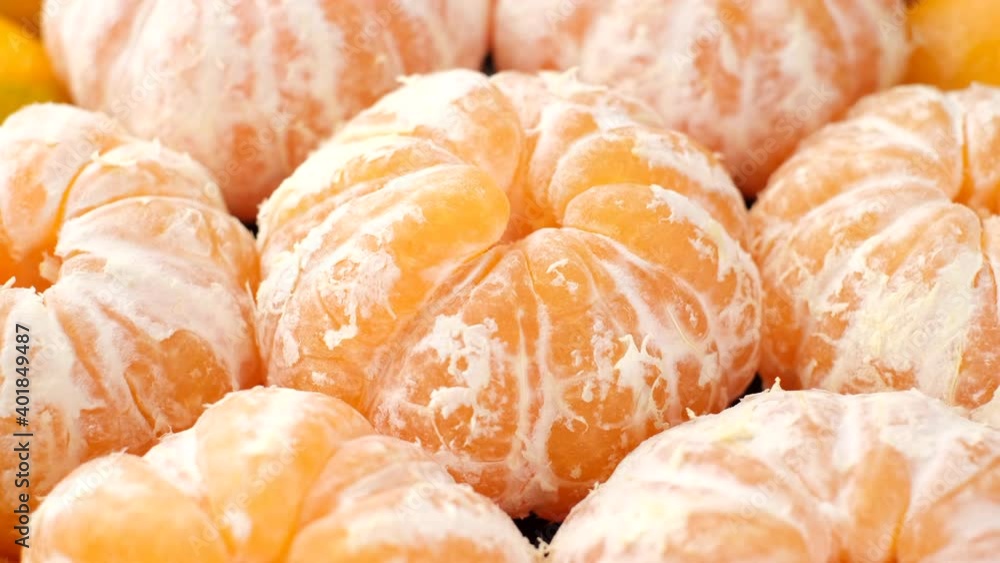 peeled tangerines close up rotation peeled tangerines close up rotation