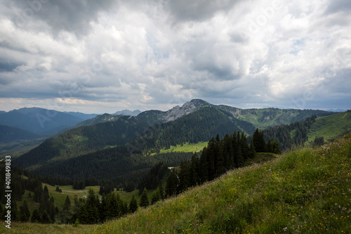 Fototapeta Naklejka Na Ścianę i Meble -  Mountain view panorama from Setzberg mountain, Bavaria
