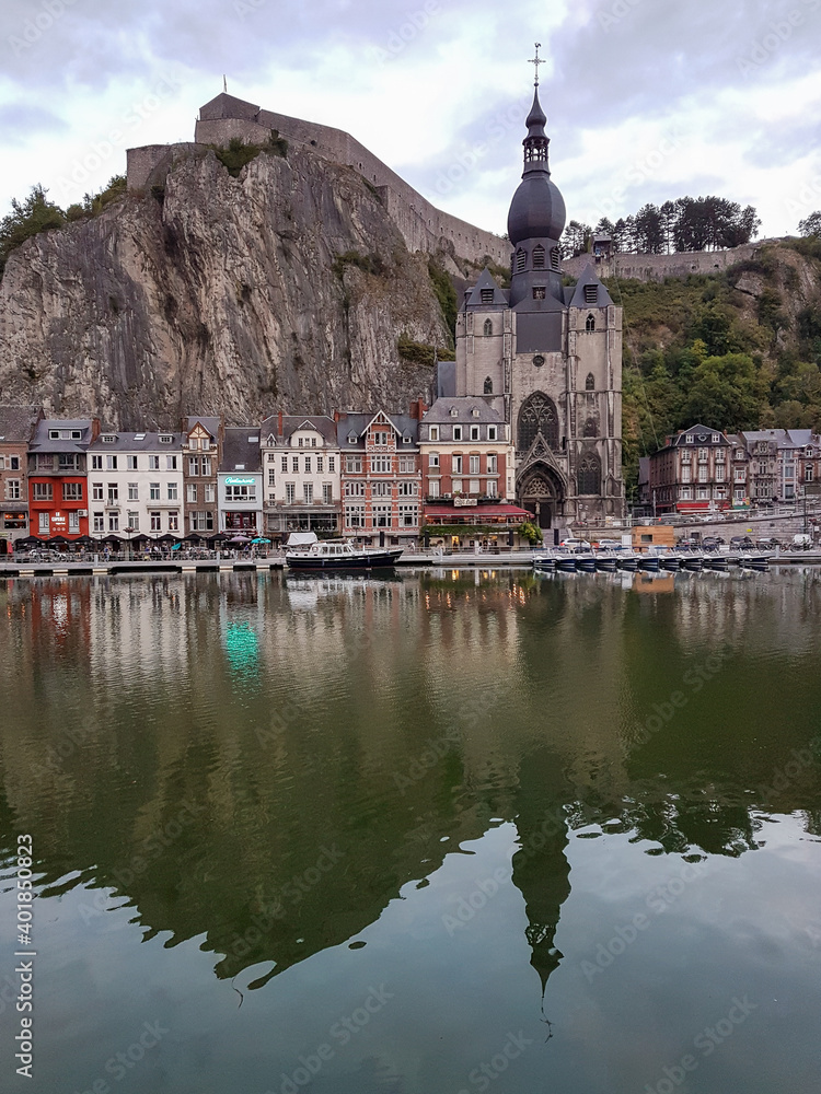 View of the historic town of Dinant in Belgium.