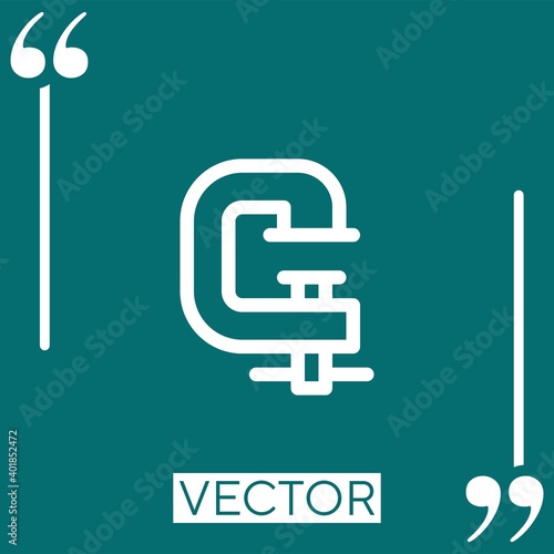 clamp vector icon Linear icon. Editable stroked line