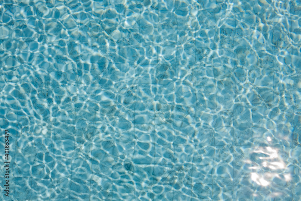 Water swimming pool with sun shining seamless caustic texture. Mosaic..