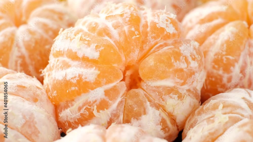 peeled tangerines close up rotation peeled tangerines close up rotation