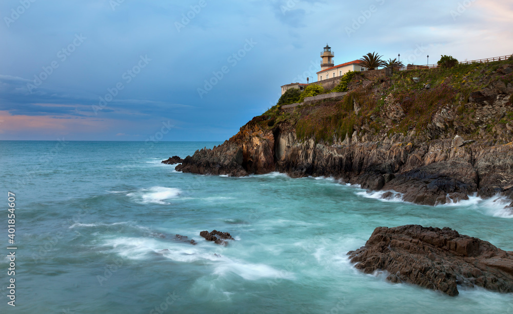 lighthouse on the coast, Cudillero, Asturias 
