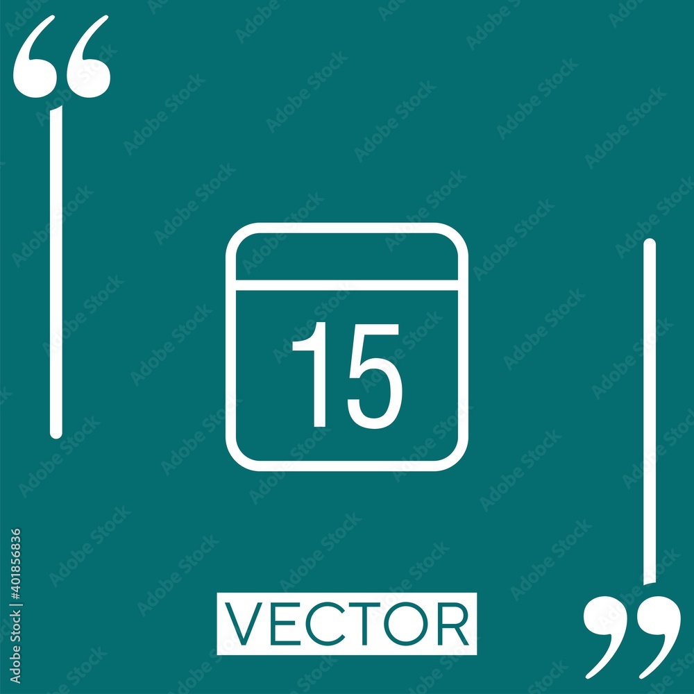 calendar day fifteen Linear icon. Editable stroke line calendar day fifteen Linear icon. Editable stroke line