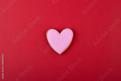 pink heart on red background. background for Valentine's day