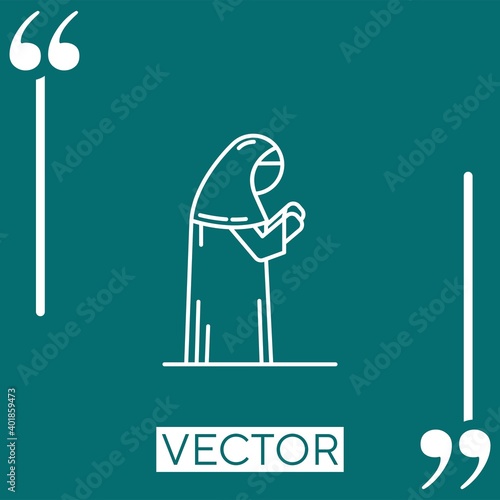 muslim woman praying vector icon Linear icon. Editable stroke line