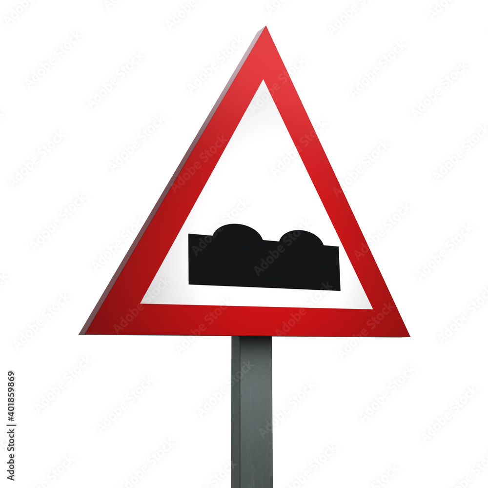3D Render Road Sign of Uneven road Isolated on a White Background 3D Render Road Sign of Uneven road Isolated on a White Background