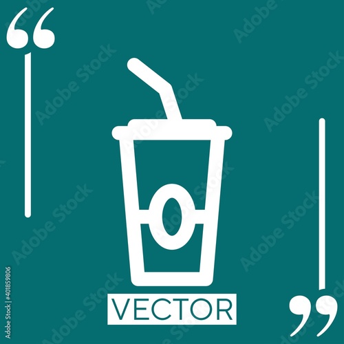 paper cup with a drinking straw vector icon Linear icon. Editable stroke line