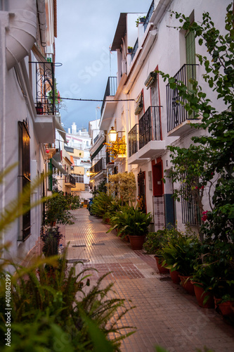 Fototapeta Naklejka Na Ścianę i Meble -  narrow streets with flowers in the old town of marbella spain