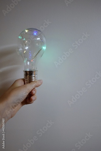Hand holding a unique light bulb 