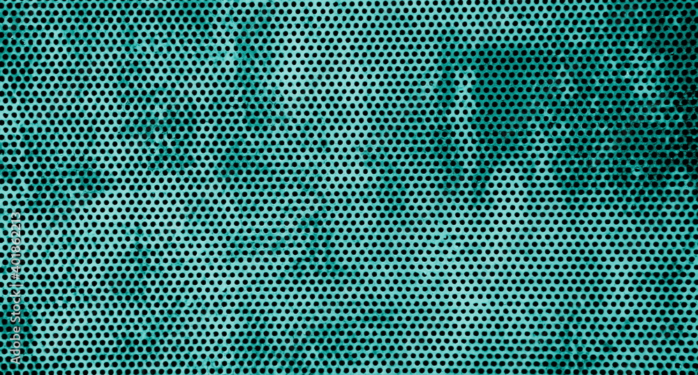 Plakat Abstrakter Hintergrund mit vielen kleinen Löchern in türkis und blau grün