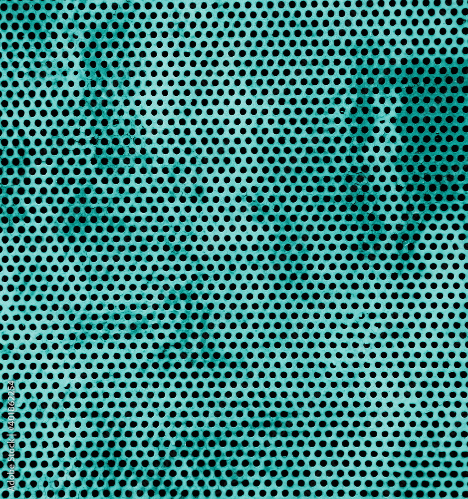 Plakat Abstrakter Hintergrund mit vielen kleinen Löchern in türkis und blau grün