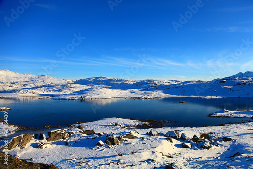 lake in the mountains in winter