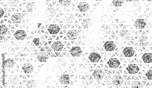 Rough, irregular texture composed of monochrome geometric elements. Overlay distressed grunge background. Abstract vector illustration. Isolated on white background. EPS10