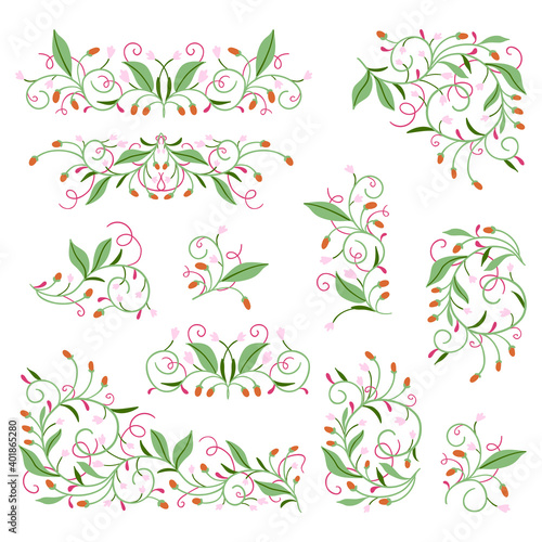 Vector illustration. Elements with a graceful floral pattern.