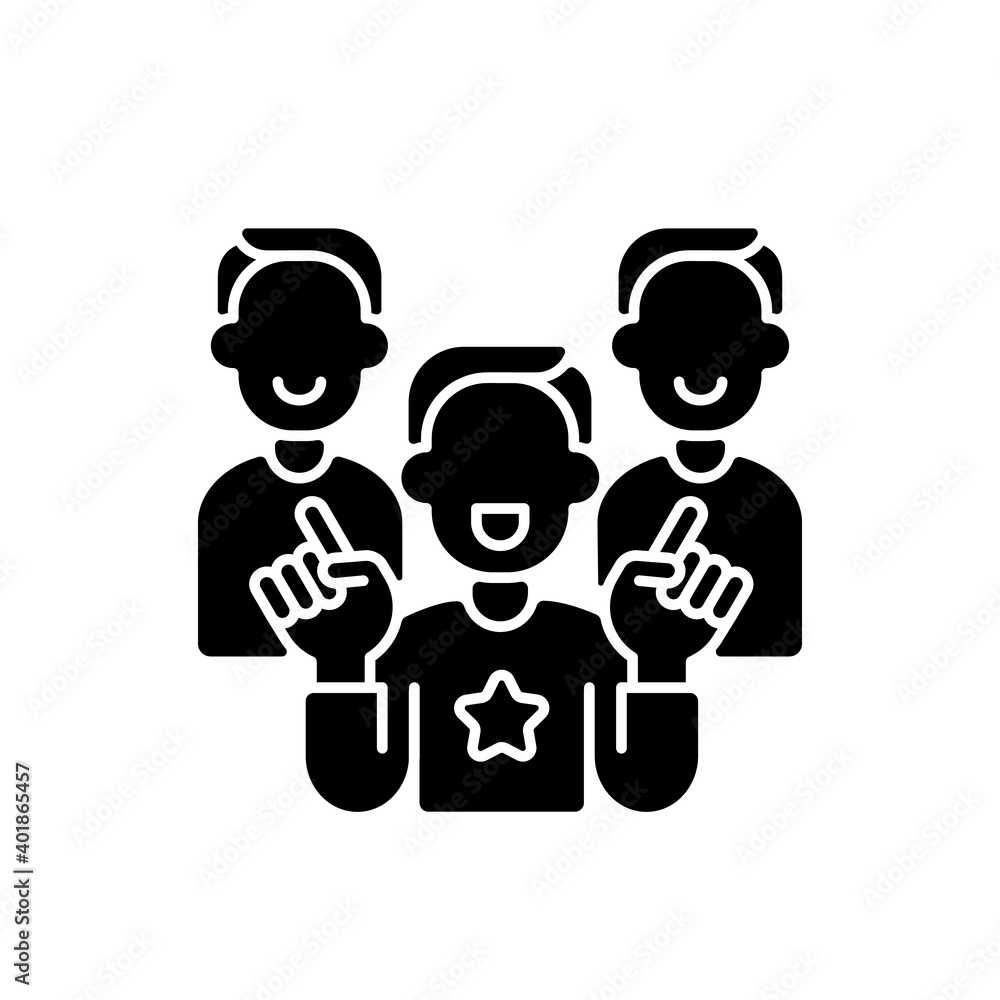 Evangelism marketing black glyph icon. Advanced form of marketing in which companies develop customers who believe in product. Silhouette symbol on white space. Vector isolated illustration