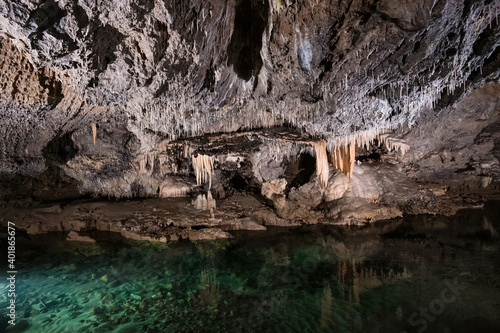 Underground Demanovka river in Demanovska cave of Liberty with its the longest cave system, Slovakia
