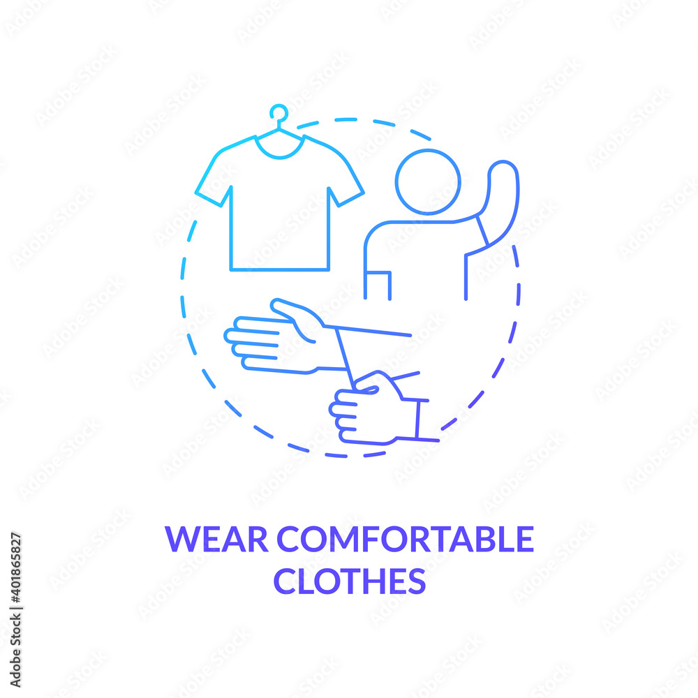 Wearing comfortable clothes concept icon. Blood test tip idea thin line illustration. Preventing harm from climate and environment. Giving physical relief. Vector isolated outline RGB color drawing