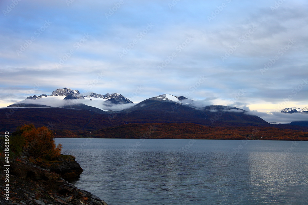 view of the fjord and mountains in northern Norway view of the fjord and mountains in northern Norway