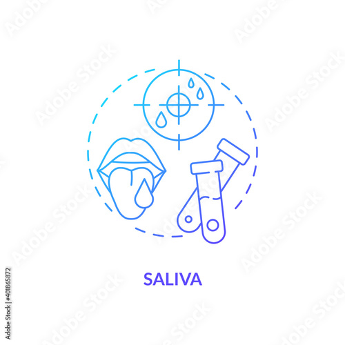 Saliva concept icon. Lab sample idea thin line illustration. Steroid hormones and antibodies detection. Salivary testing. Biological fluid. Collection tube. Vector isolated outline RGB color drawing