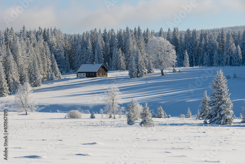 Photos winter in Sumava National Park, Filipova Hut, Czechia