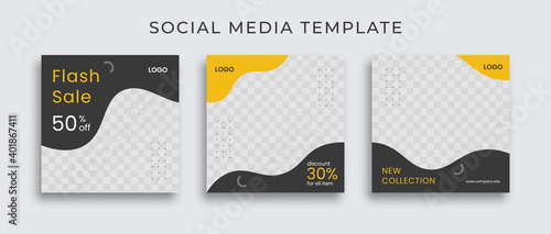 Editable modern Social Media banner Template. Anyone can use This Design Easily. Promotional web banner for social media with black and yellow color. Elegant sale and discount promo - Vector.