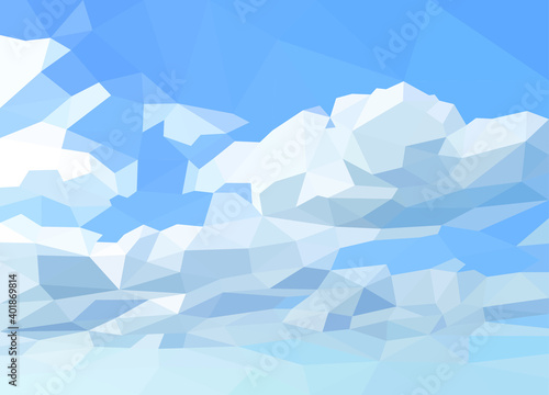 polygonal blue sky and white clouds