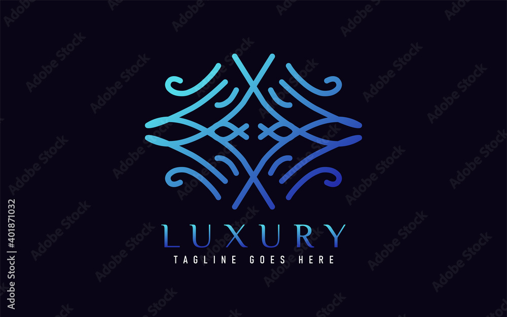 Luxury Logo Design. Elegant Symbol with Geometric Modern Lines Combination. Usable For Business, Community, Foundation, Services, Company. Vector Logo Design Illustration.