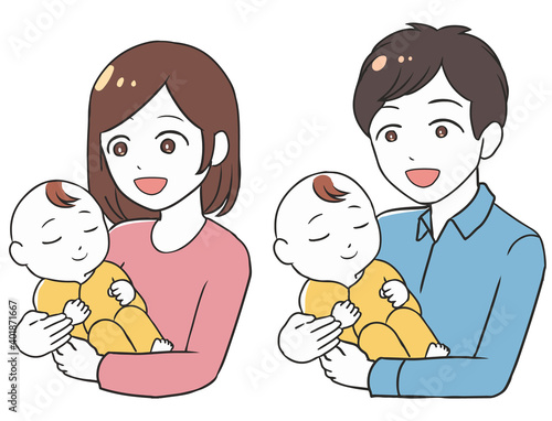 赤ちゃんと親　笑顔