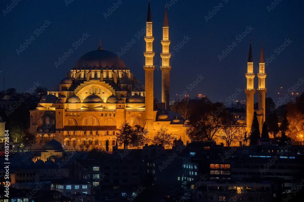 The beautiful view on Süleymaniye Mosquei Istanbul, Turkey.