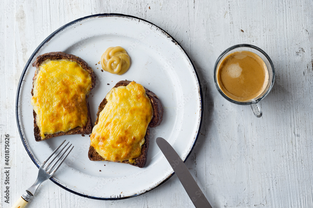 english pub grub welsh rarebit cheese sauce toast