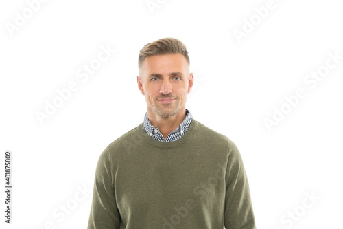 handsome and confident businessman in casual business style, barbershop
