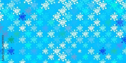 Light Blue, Green vector pattern with coronavirus elements.