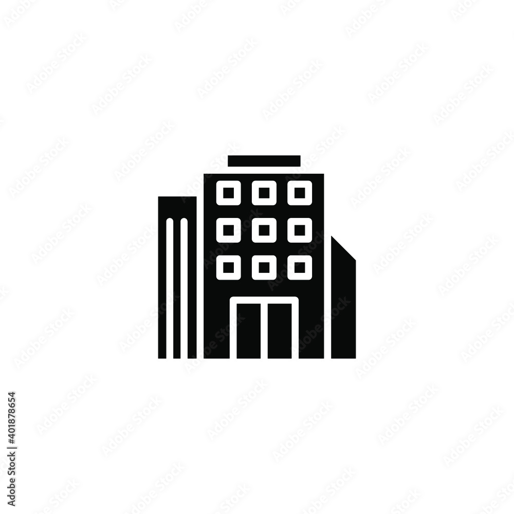 Office Building glyph icon. High rise office construction. apartment house in business area. flat or solid pictogram Vector illustration. design on white background. EPS10