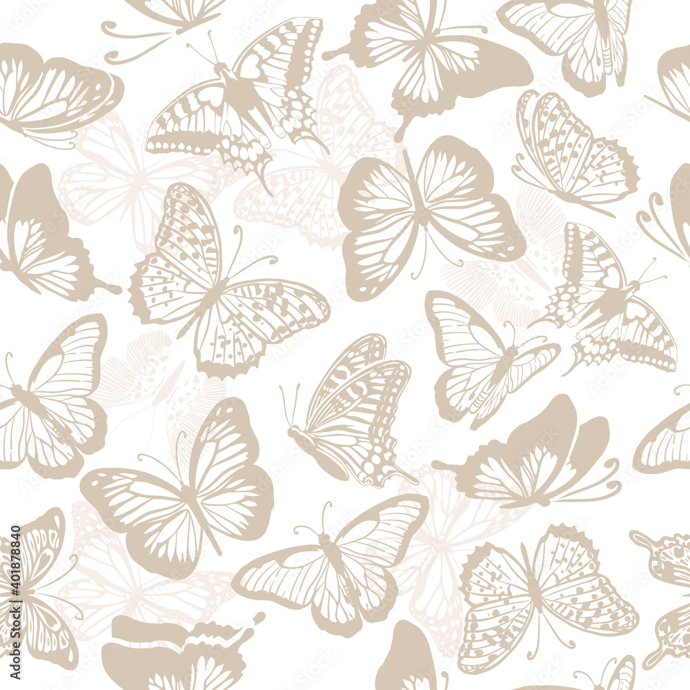 Butterflies in beige color